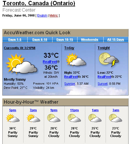 Toronto weather 2008-06-06